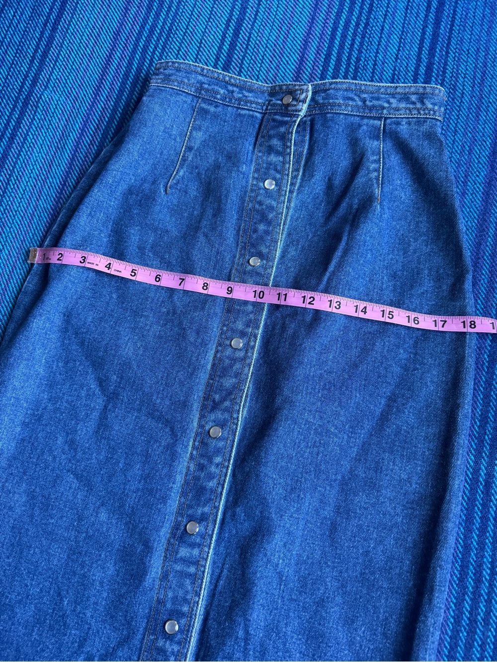 Vintage Karen Kane Button-Front Denim Maxi Skirt - Blue - Picture 9 of 11